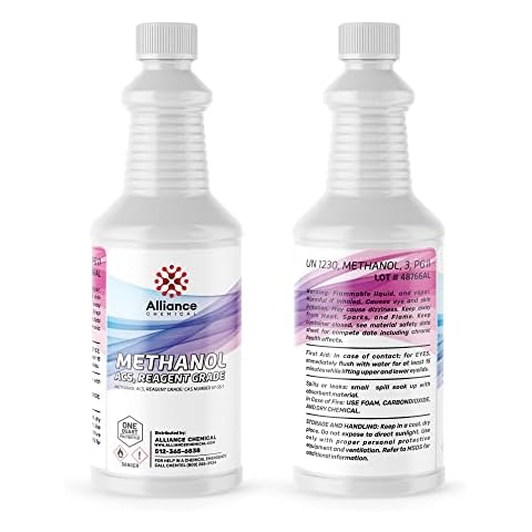 Methanol – ACS Reagent Grade - 1 Quart – Uses: Organic Synthesis, Fuel, Solvent, Antifreeze – Made in America – Alliance Chemical Cover