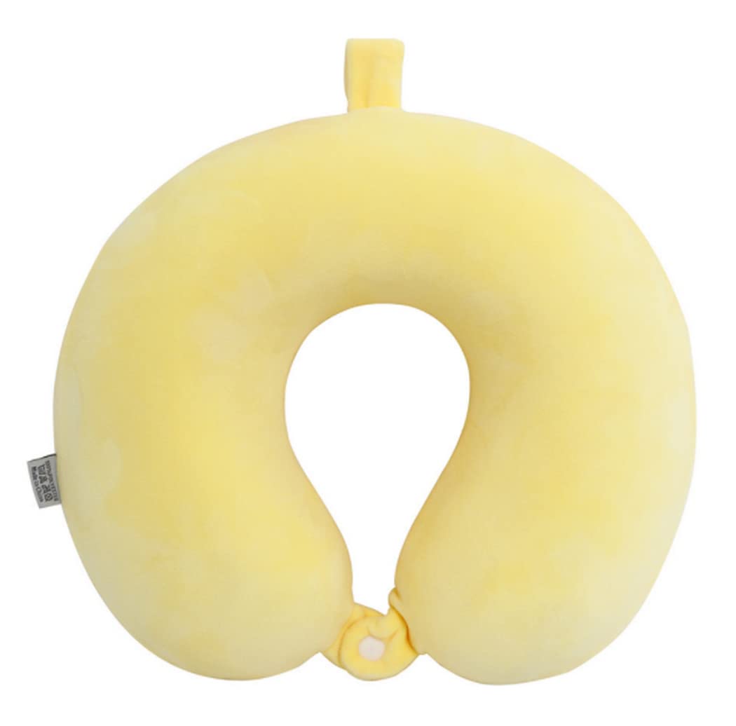 Aoopoo Yellow Comfort Memory Foam Travel Pillow Portable Head & Neck Support Cushion Neck Pillow Super Soft Flight Pillow For Camping Travelling Sleeping Resting In Car Or Airplane (Yellow)