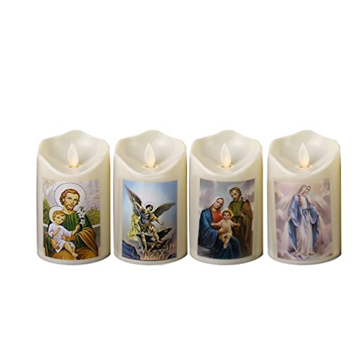 Bougies de thé à la maison LED Jésus et bougies religieuses catholiques Yardwe de dévotion