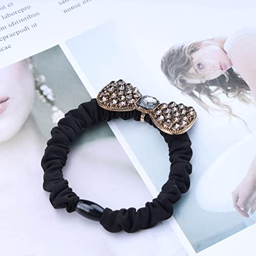 Zeshimb Boho Rhinestone Ponytail Holder Bowknot Ponytail Hair Tie Geometric Elastic Scrunchies Black Crystal Hair Ropes Decorative Hair Accessories For Women And Girls #TOP4