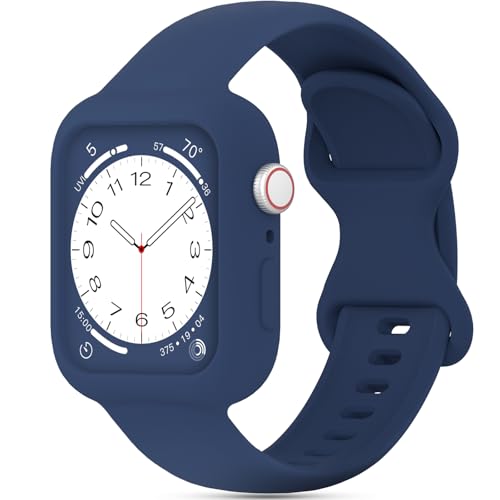 Image of Silicone Bands Bumper Case Compatible with Apple Watch Band 38mm 40mm 41mm 42mm 44mm 45mm 46mm 49mm Women Men, Sport Strap Protective Cover Wristband for iWatch Ultra Series 11 10 9 8 SE 7 6 5 4 3 2 1