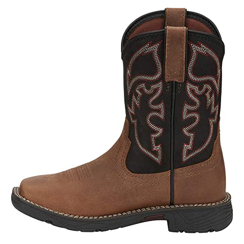 Justin Youth Rush Junior Wide Square Toe Black Cowhide Western Boot3