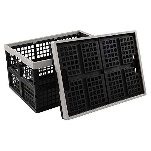 Leendines 42 Liter Large Collapsible Storage Crates, Plastic Folding Crates Bins Set Of 2 #TOP6