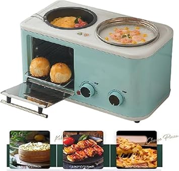 Four in One Small Breakfast Machine Household Multifunctional Toaster Retro Toaster Electric Oven Fry and Cooking Electric Smart Microwave Healthy Sandwich Toast with Oven Green