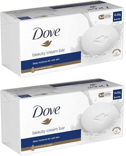 12x Dove 3 in 1 Deep Moisturising Cream Body and Face Soap Bar for Expert Skin 90g