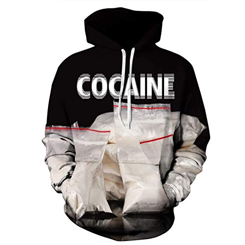 Unisex Cocaine Letters Sweater 3D Digital Printing Hoodie Lovers Sweatshirt