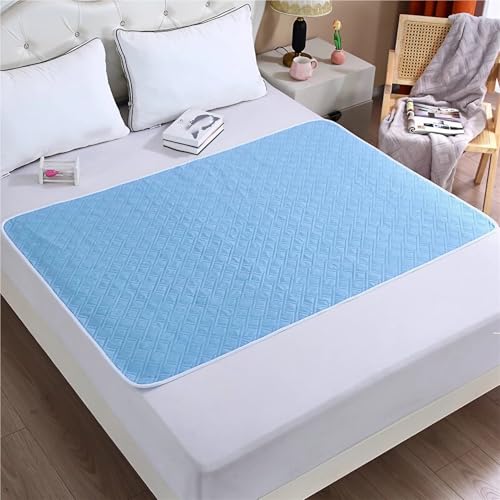 Empapadores Cama Adultos Lavables y Reutilizable, Protector De Cama Absorbente Antideslizante, A Prueba De Fugas para Ancianos Mascotas Periodo Femenino(Blue,180 x 200 cm)