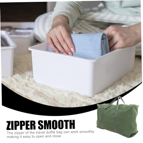 DECHOUS Large Capacity Canvas Travel Duffle Bag with Smooth Zipper Olive Green Luggage Storage Bag for Home and Travel Versatile Weekender Bag for Clothes and Blankets2