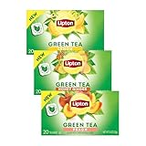 Lipton Honey Ginger Green Tea, Lemon Green Tea, & Peach Green Tea 20 CT (1ea) (Variety Pack)