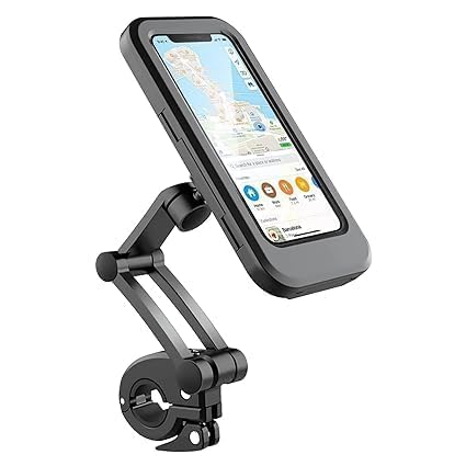 Penario Waterproof Mobile Holder for Bike with 360° Rotation | Universal Handlebar Phone Mount Stand for Motorcycle, Cycle | Touchscreen Compatible Case for All Smartphones (Black)