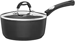 Panela Tramontina Mônaco Induction em Alumínio com Revestimento Interno e Externo Antiaderente Starflon Premium Preto com Tampa de Vidro 18 cm 2 L