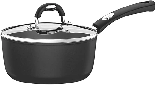 Panela Tramontina Mônaco Induction em Alumínio com Revestimento Interno e Externo Antiaderente Starflon Premium Preto com Tampa de Vidro 18 cm 2 L