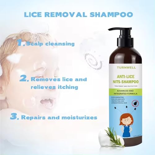 Image of Natural Anti Lice & Nits Remover Shampoo with Rosemary, Tea Tree & Neem Oil | Gentle Lice Treatment for Kids & Adults | Removes Lice & Nits, Cleanses & Protects Hair | Free Lice Comb | SLS & Parabeen Free | (Pack of 2)(200 ml Each)