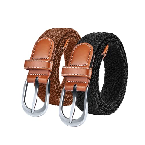 SWAUSWAUK Cinturones para Mujer x 2 - Cinturón Trenzado Elástico para Mujer, 2,5 cm de Ancho, TALLA ÚNICA para Cintura de menos de 39'' Cover