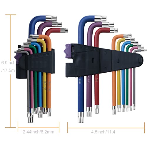 Toogond 9 Pcs Hex Key Allen Wrench Set, Torx Trx Star Coloured Wrench Set T10, T15, T20, T25, T27, T30, T40, T45, T50 Hex Key Wrench Set For Furniture Assembly, Bicycle Maintenance, Household Diy #TOP2