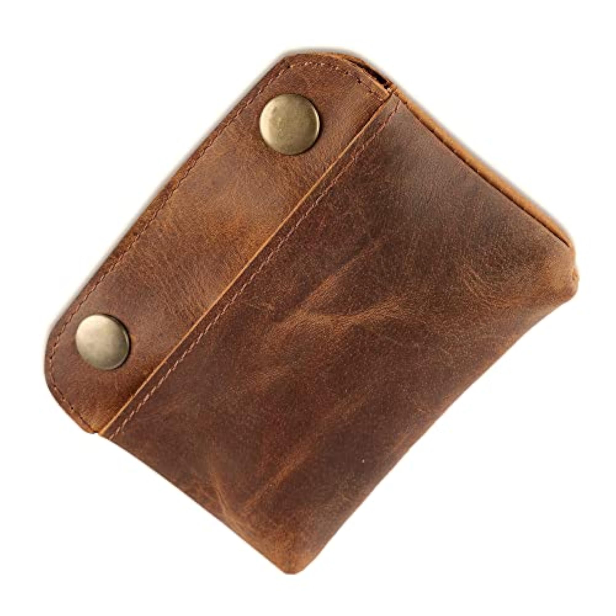 Leather Double Clasp Pouch Coin Purse Organizer