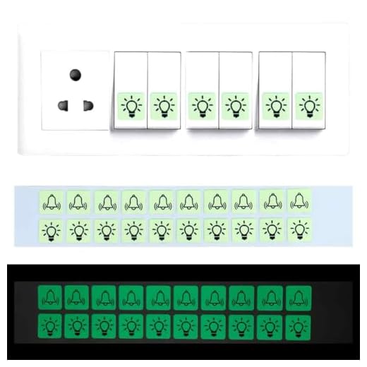 Nachtschein Schalter Aufkleber Set mit 10 Glocken und 10 Licht Symbol Aufkleber, 14 * 14 mm