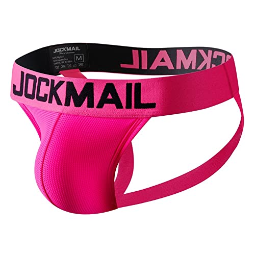 JOCKMAIL Mens G-String Underwear Rainbow Comfort Jock Strap for Men Jockstap Athletic Supporters(as1, alpha, 2x_l, Rose2, Large)