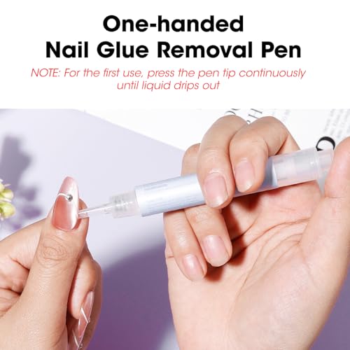 Image of Gellen Nail Glue Remover, Nail Glue Remover for Press on Nails, 2 Pcs Non Acetone Gel Glue Off Remover, 10s Quick Remove for Nail Tips Fake Nails Solid Glue Gel