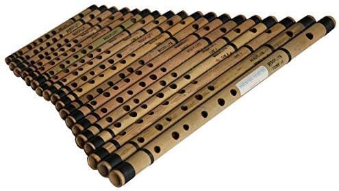 MAHARAJA Bamboo Bansuri Set of 18 Pcs Indian Basic Flute - ABE