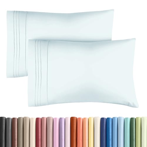 King Pillow Cases Set of 2 - Ultra Soft Hotel Quality Pillowcase Covers - Comfy, Cozy & Wrinkle Free - Shrinkage, Stain and Fade Resistant - Machine Washable Pillow Protectors - 2 Piece Set - Ice Blue