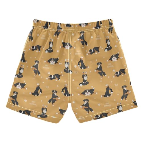 Wusikd Bernese Mountain Dog Boys Swim Trunks Summer Drawstring Toddler Yoga Dogs Poses Swim Board Shorts Boys Bathing Suit Beach Vacation S2