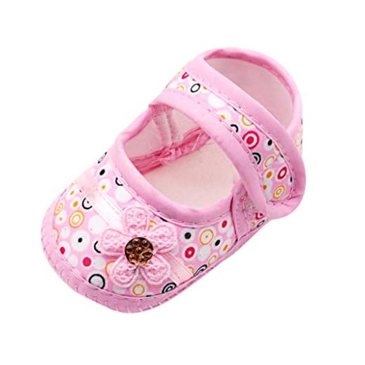 Baby Girls Boys Shoes Infant Kids Anti-Slip Princess Christening Shoes Newborn Printing Floral Prewalker Soft Sole Sandals Single Shoes Anti-Slip Canvas Sneakers First Walking Shoes 0-18 Months