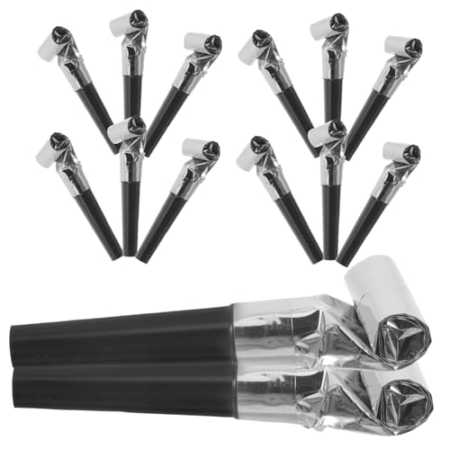 HOOTNEE 100piezas De Fiesta Soplando Dragón Sopladores De Cumpleaños Color Negro y Plateado Para Fiestas De Cumpleaños y Celebraciones