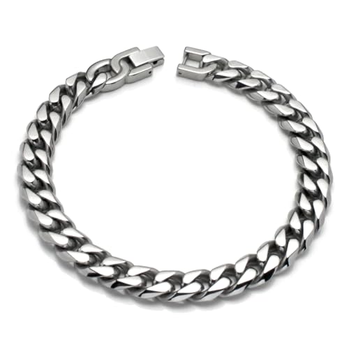 Italian Cut Men's Titanium 10MM Curb Link Bracelet (Length 7