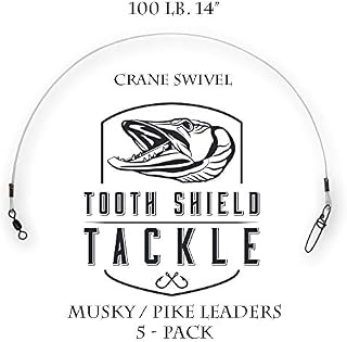 Tooth Shield Tackle 5 Pack 100 lb. Premium Fluorocarbon Musky Leader Muskie Pike