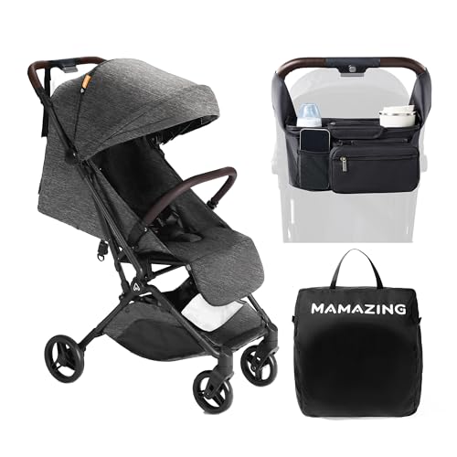 Baby Stroller with Organizer & Cushion, Mom’s Choice Gold Award Winner, Ultra Compact & Airplane-Friendly Travel Stroller, One-Handed Folding Stroller for Toddler, Only 11.5 lbs, Black