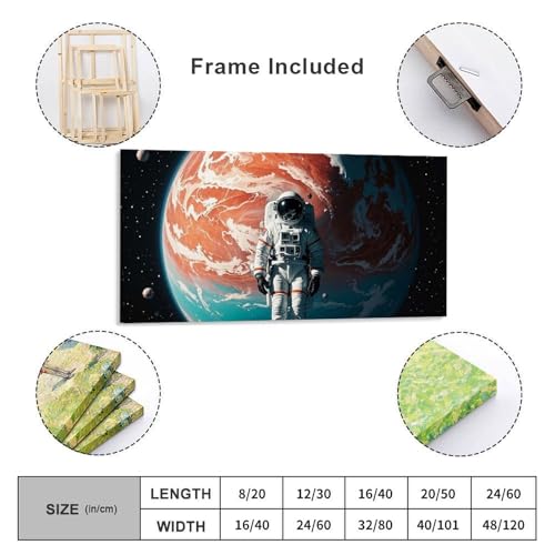 Toile astronaute solitaire haut de gamme, tableau salon 50,8x101,6 cm