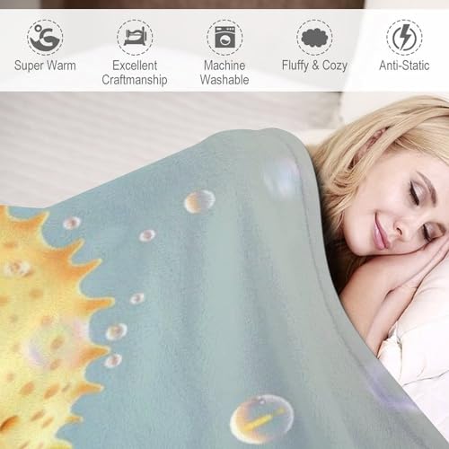 Impression des poisson couverture en flannel super doux et plaid lit polaire - 4