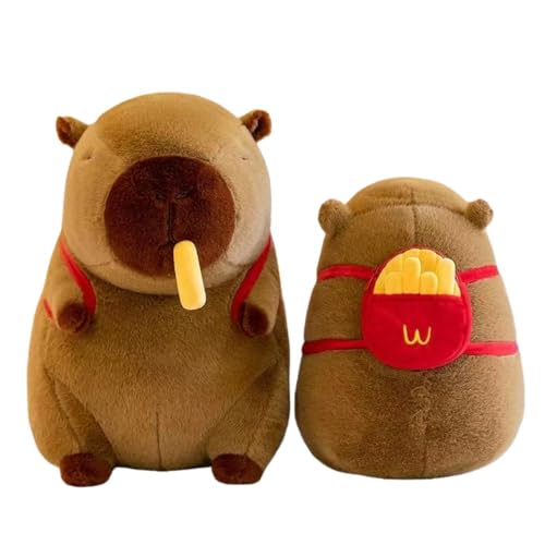 YAKINOぬいぐるみ カピバラ 動物 いちごのリュックサック 特大 抱き枕 可愛い もこもこ 添い寝枕 カピバラ縫い包み 面白い 抱きまくら ブラウン 気持ちいい キャラクター 癒される 縫いぐるみ おもちゃ ソフト ふわふわ (B,30CM)