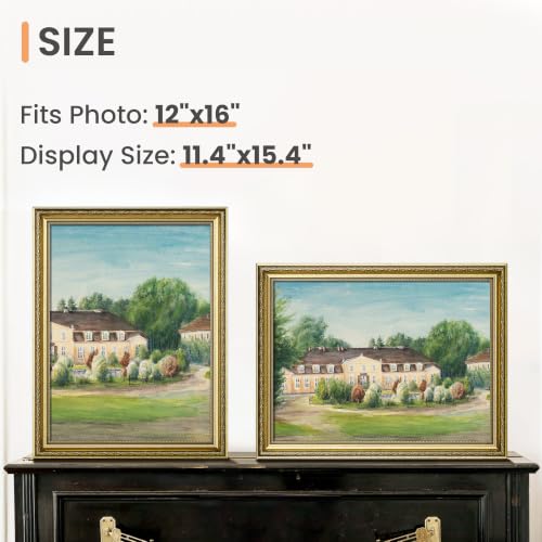 Image of upsimples Vintage 12x16 Picture Frame, Antique Gold Frames, 2 Pack | Gold Picture Frames, Fits 12 x 16 Photos, Elegant Vintage Design, Wall or Tabletop Decor, for Wedding or Family Memorie