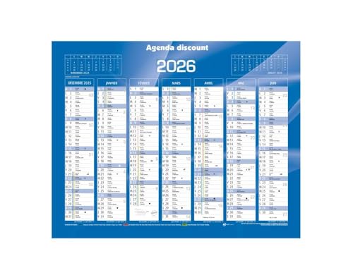 Calendrier mural de Banque Bleu 27x21cm carton rigide - 2026