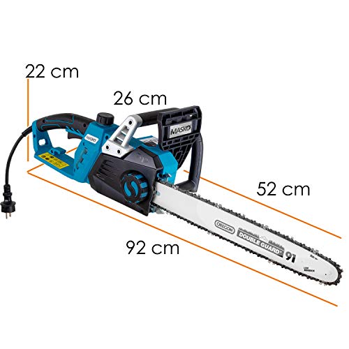 MASKO® Elektro Kettensäge 2800 Watt 46cm Schnittlänge Oregon Kette und Qualitätsschwert, mit automatischer Kettenschmierung Elektrische Motorsäge Überlastungsschutz inkl. Schutzhülle Schwarz/Blau - 8