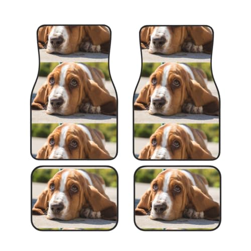 Alfombrillas de coche Basset Hound de neopreno premium con acabado protector