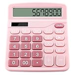 Calculator, 12 Digits Desk Calculator with Big Sensitive Button, Clear Large Display Solar and Battery Calculators, Standard Function Desktop Calculators for Office Home School (Pink)