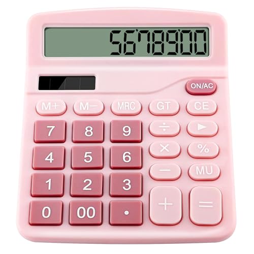 Desk Calculator, 12-Digit, Pink