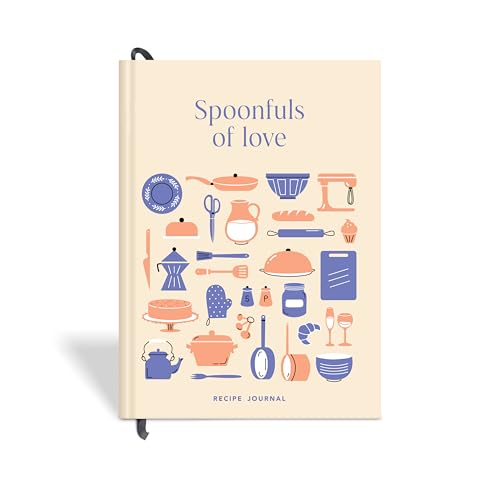 Image of 7mm Recipe Journal | Spoonfuls of Love | Make your own Recipe and Cook Book | Kitchen Essential | A5 Size | 4 Sticker sheets | Hardbound and Laminated |14.8 X 21 cms | Beige