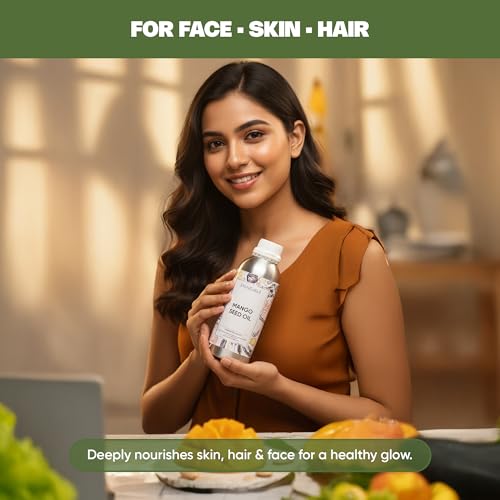 Image of VedaOils Mango Seed Oil 100ml | Undiluted Natural Extract for Skin Radiance | Supports Hair Strength, Facial Nourishment & Deep Moisture | Lightweight Care Solution