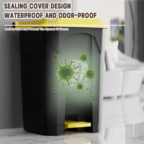 2 Pack Large Capacity Outdoor Trash Bins with Lid - Hands-Free Pedal Wastebaskets for Porch, Backyard, Deck, Patio - Convenient Design for Easy Outdoor Waste Management