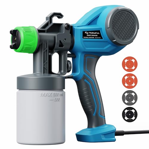 Tilswall Paint Sprayer, Lightweight HVLP Spray Gun, High Power Electric Spray Paint Gun, 4 Nozzles & 3 Patterns, Easy to Clean Paint Sprayer for House Painting, Cabinets, Furniture, Fence, W