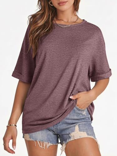 Image of ATHMILE Womens Oversized T Shirts Summer Tops Spring Casual Loose Fit Workout Short Sleeve 2026 Beach Vacation