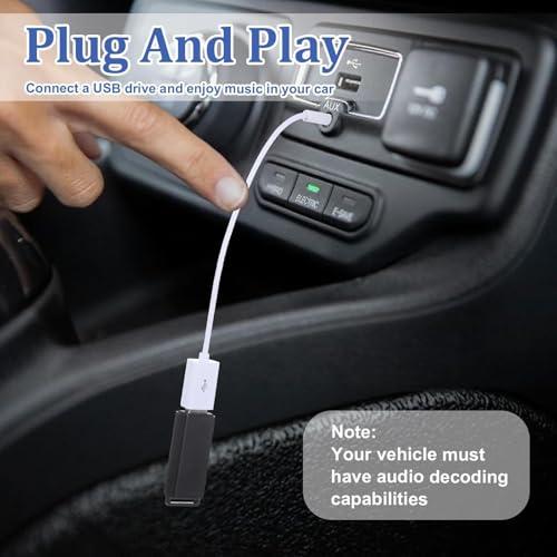 Image of REDWIND AUX to USB Adapter 3.5mm Male Audio Jack to USB 2.0 Female Converter Cable Only Work for Car AUX-in with MP3 Decoder Not for Headset Speakers Phone Computers Camera Microphone Monitor(White)
