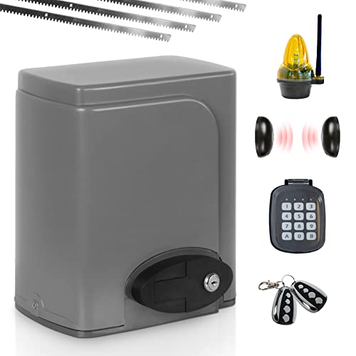 Motor Puerta Corredera - 180W, Máx 600 kg, 2 Mandos a Distancia, 4 Cremalleras - Apertura Puerta, Accionamiento Mecanismo, Kit Motorización, Control Remoto, Automatización Cover