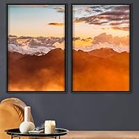 2 Piece Framed Canvas Wall Art Sunset in The Mountains Canvas Prints Home Artwork Decoration for Living Room,Bedroom - 16