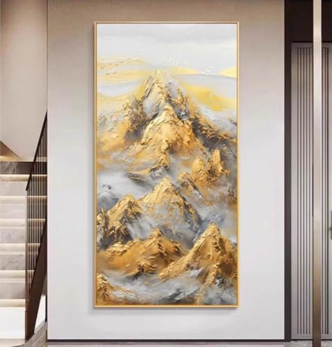 Peinture à l'huile texturée faite main tableau de montagne d'art moderne