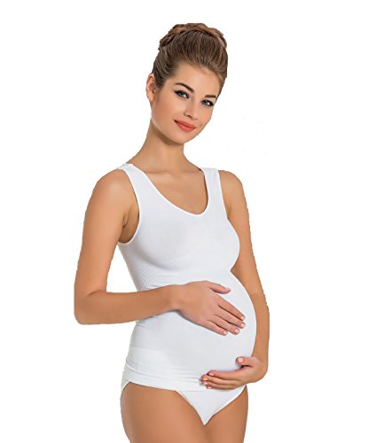 MOTHERS ESSENTIALS Maternity Seamless Support Tank (Small, White)